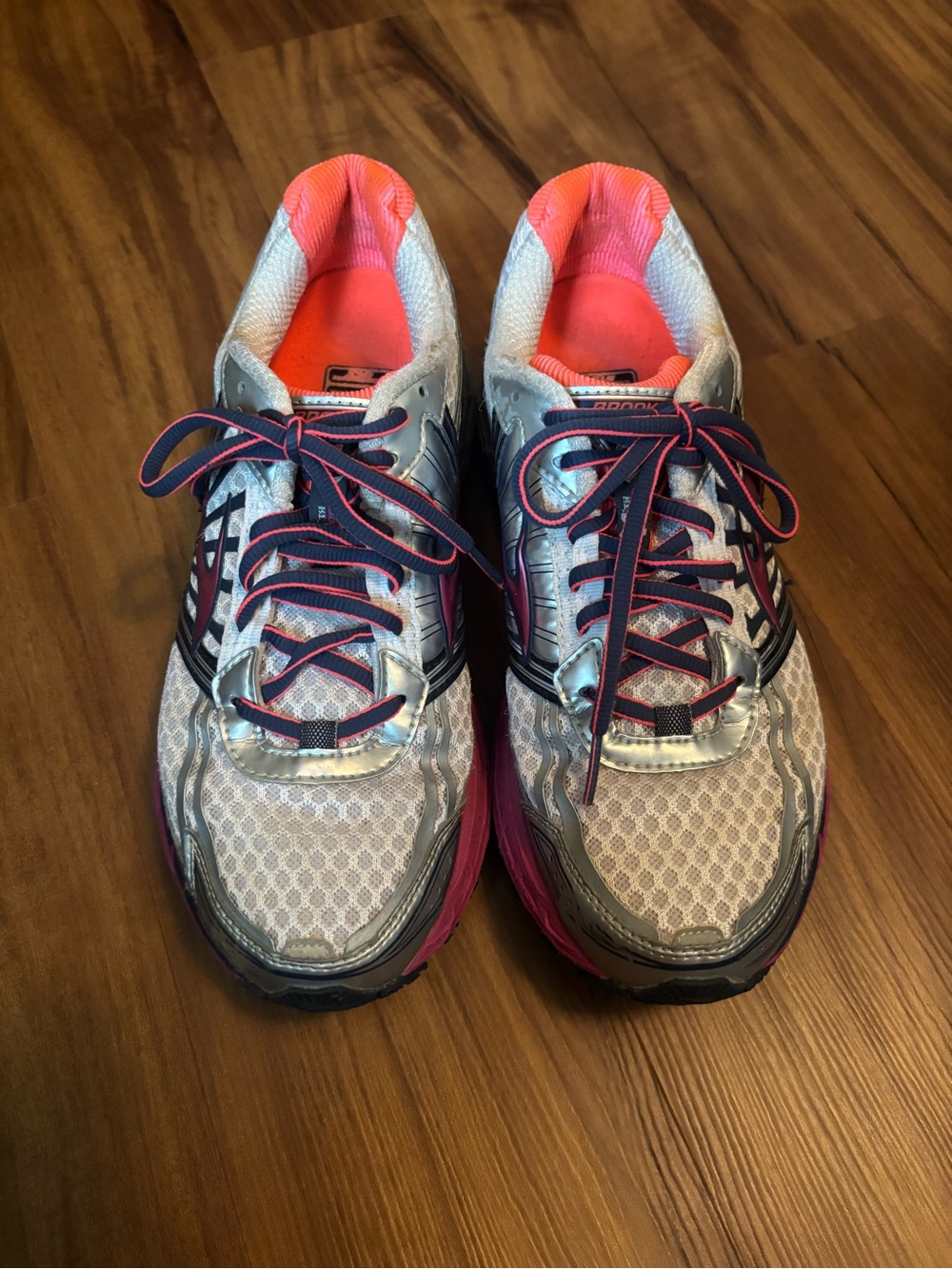Brooks Women's Athletic Running Shoes - Silver with Pink and Navy